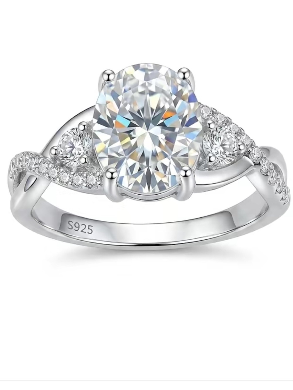 925 Sterling  Silver GRA CERTIFIED Moissanite Diamond 3CT Ring NEW STUNNING